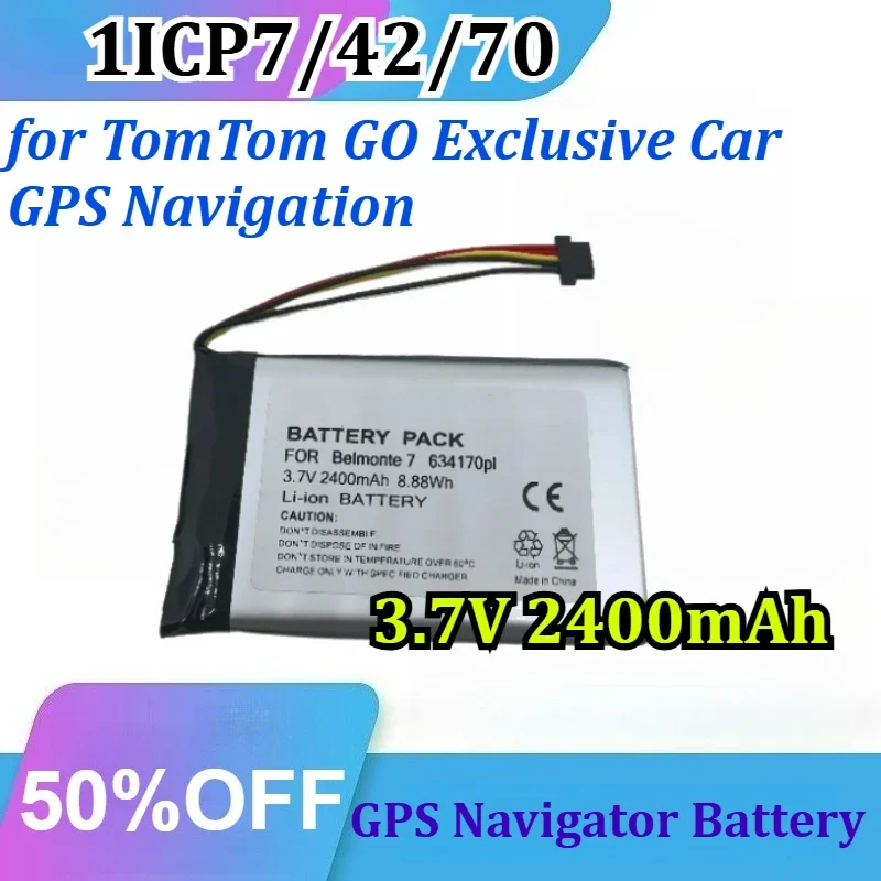 [1ICP7/42/70] для GPS TomTom GO Exclusive 3.7V 2400mAh литиевая перезаряжаемая батарея для автомобильного GPS-навигатора