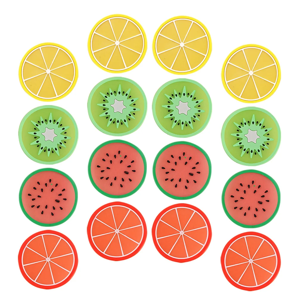 

20 Pcs Non Slip Heat Resistant Coasters Cute Cartoon Fruit Jelly Color Desk Office Bedroom Living Room Kitchen Drink Accessories
