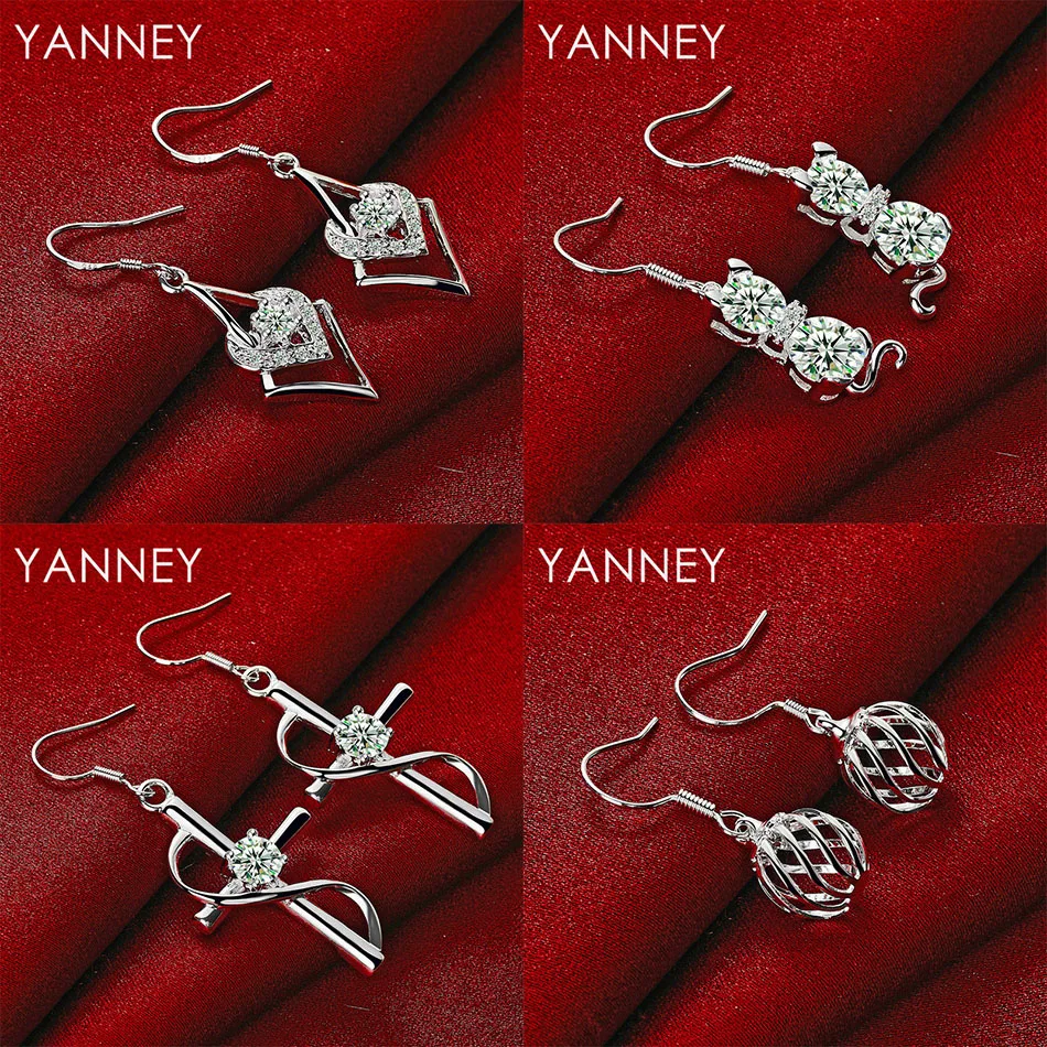 

New 925 Sterling Silver Delicate Kitten Cross Earrings Women Jewelry Accessories Wedding Party Gift