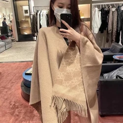 Versatile Lucky Grass Double sided Imitation Cashmere Scarf for Women's Warmth Shawl Wrapped with Scarf for Fashion Printing