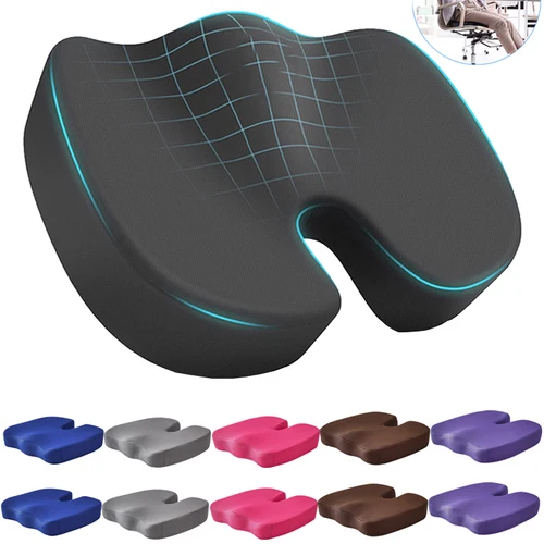 사무실 의자용 시트 쿠션, 꼬리뼈 통증용 메모리 폼 꼬리뼈 쿠션 패드, 좌골 신경통 완화 베개, 앉은 자세 교정 