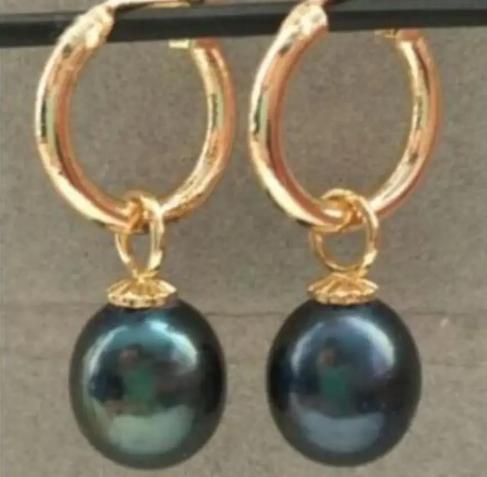 Jewelry   PERFECT 10-13MM AAA BLACK SOUTH SEA PEARL EARRING 14k/20 GOLD HOOP