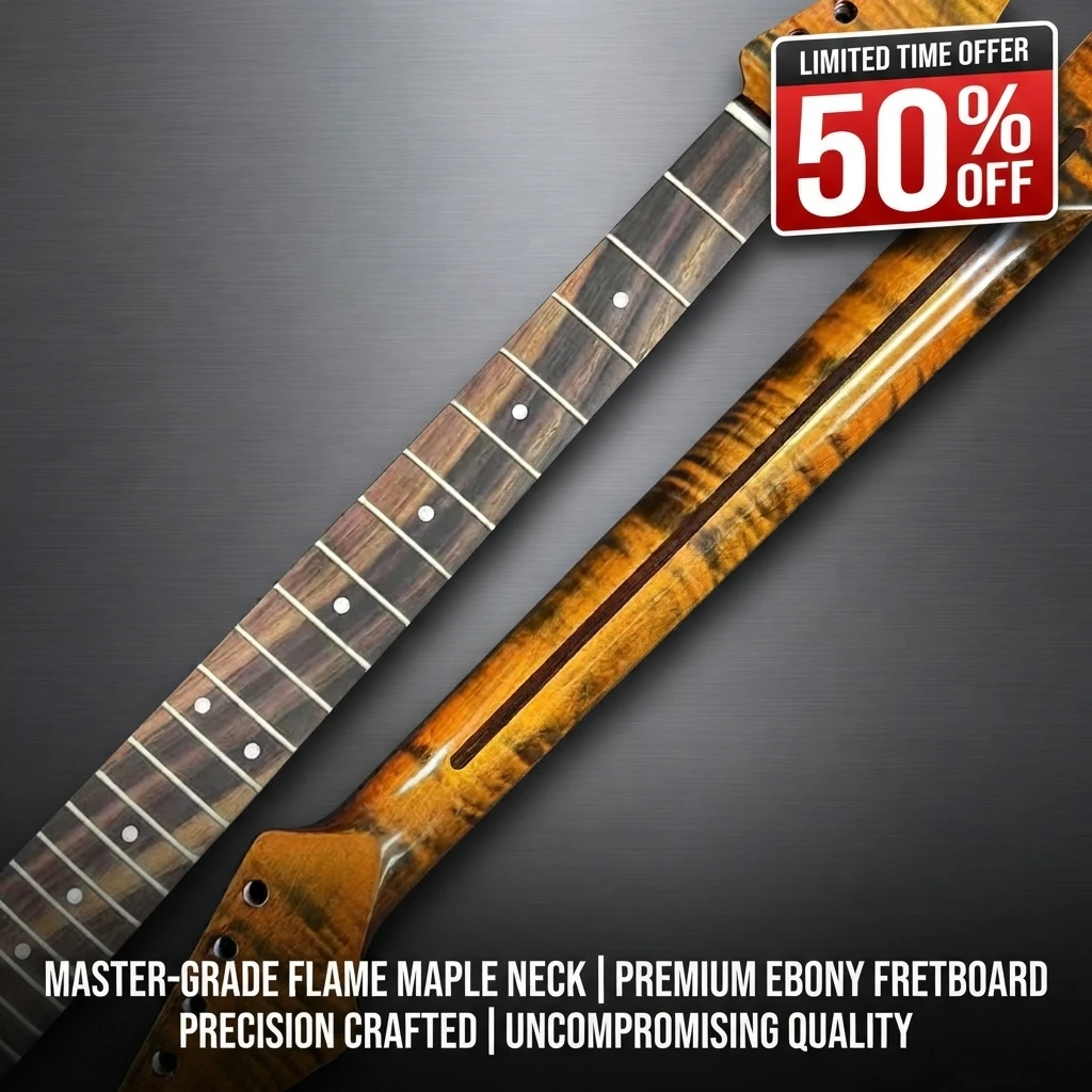 ST Style Electric Guitar Neck Flame Maple Glossy Finish 22-Fret Rosewood Fingerboard Rear Truss Rod Adjustable 925 Radius