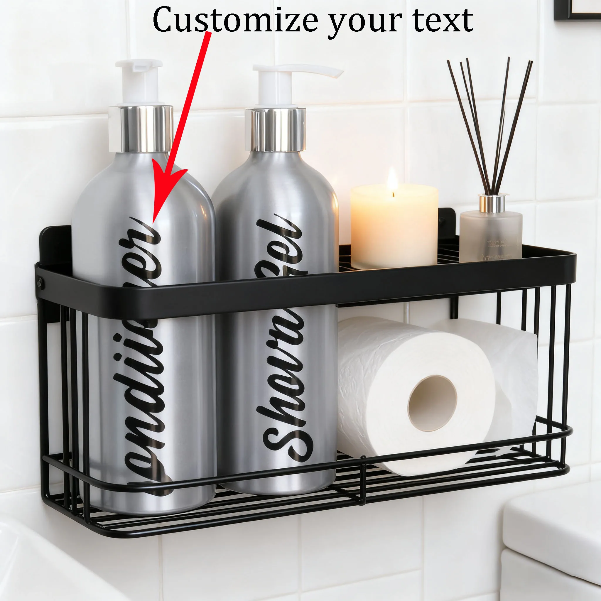 Custom Personalized Aluminum Soap Dispenser Shampoo and Conditioner Dispenser Refillable Dispenser push-to-fill Refill Bottle
