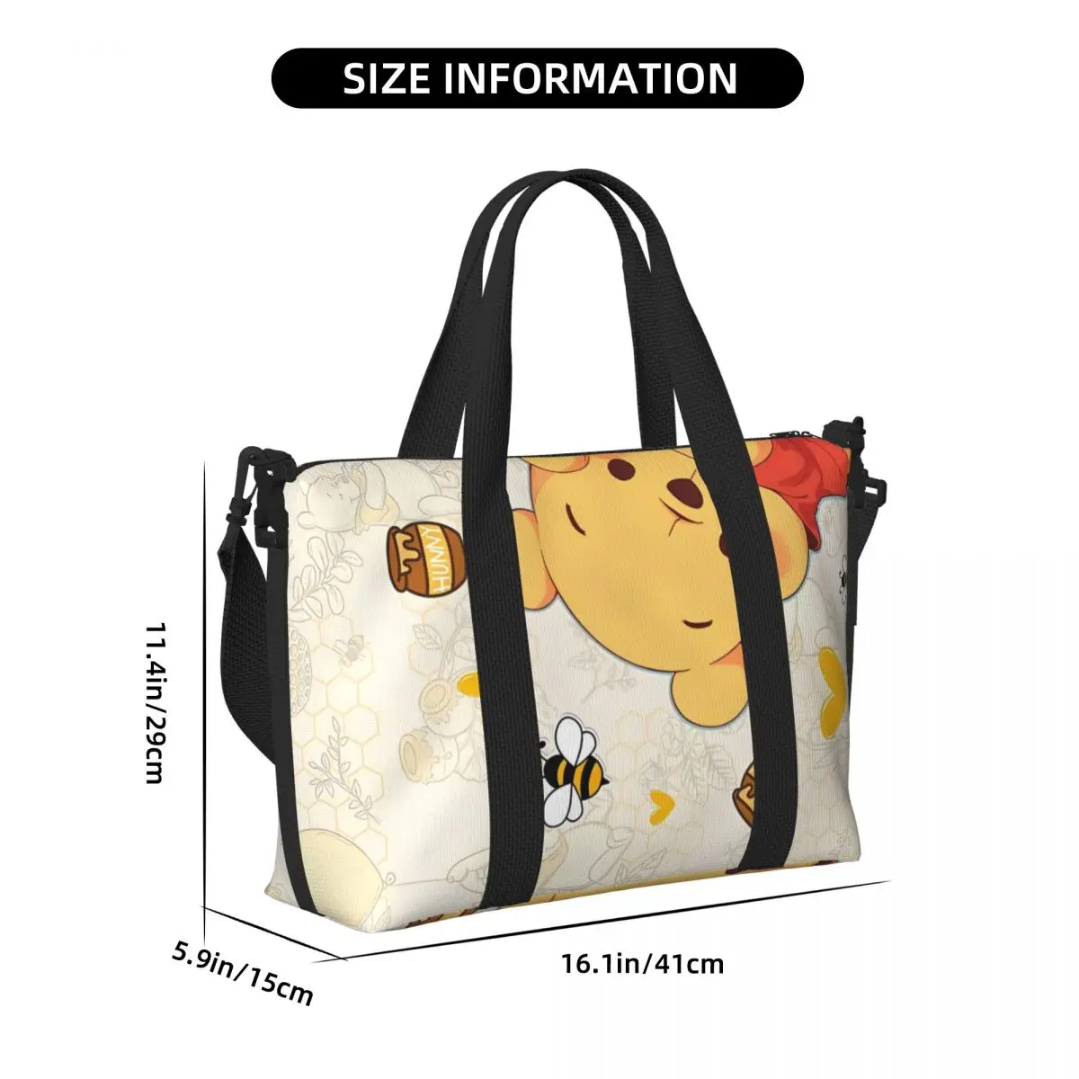 Borsa tote da donna alla moda Winnie The Pooh per lo shopping, grandi borse da weekend per la festa