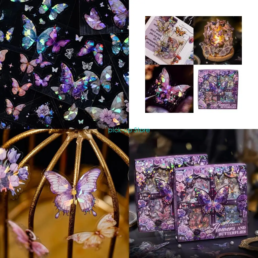 

Q5WA 100 листов самоклеящаяся наклейка бабочка и цветок наклейка для ноутбука наклейка для скрапбукинга наклейка для карт