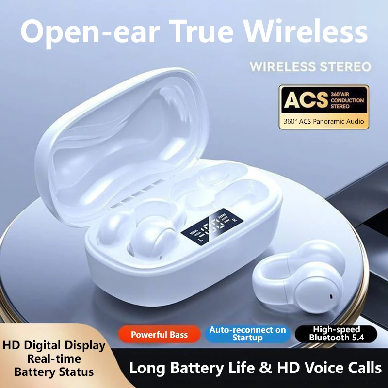 Non In Ear Behind the Ear Bone Conduction Wireless Bluetooth Headphones with Extra Long Battery Life