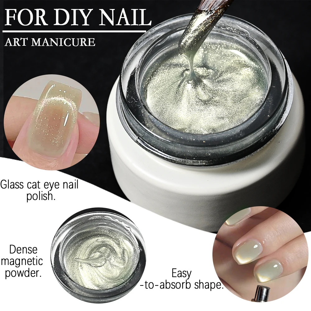 Smalto per unghie gel magnetico Cat Eye serie Golden Autumn da 8 ml Glitter Rosa Verde Oro rosa Gel semipermanente Soak Off Vernice UV e 1