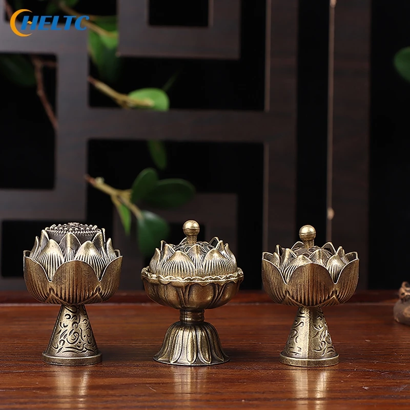 1PC ﻿Utensils Metal Lotus Incense Burner Lotus Incense Censer Archaic Copper Sandalwood House Furnishings Home Office Decoration