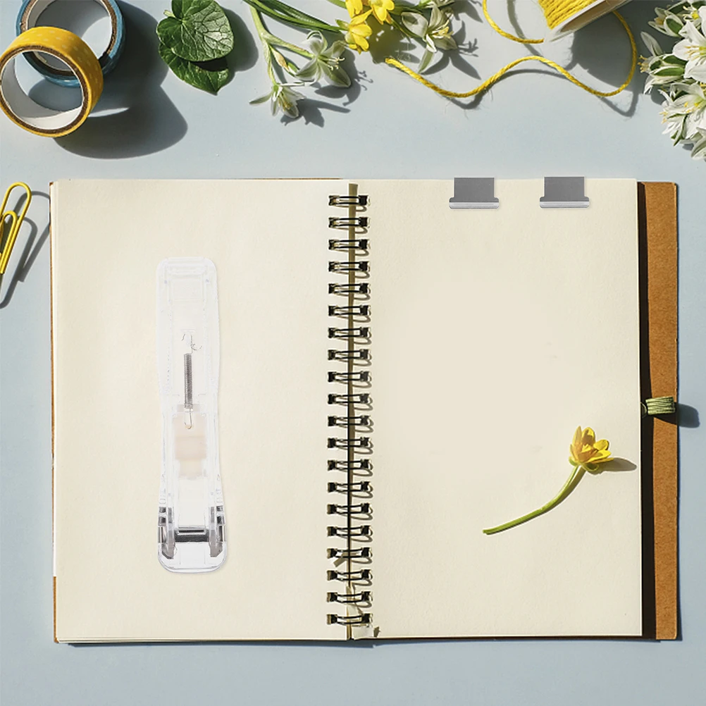 

3Sets Transparent Reusable Stapler Portable Paper Clip Clamp Dispenser for Office Home School Document Binding