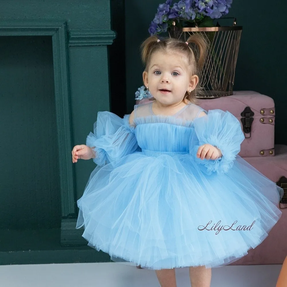 

2025 NEW Blue Tutu Prom Ball Gown Dress,Toddler Puffy Baby Dress, Special Occasion, Flower Girl Dress,First Birthday Photoshoot