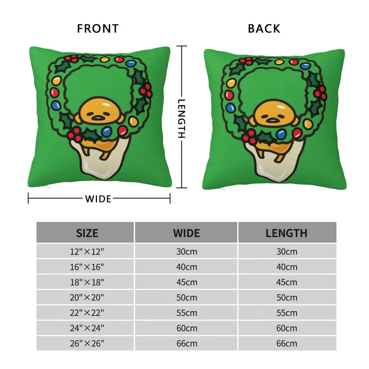 Christmas Gudetama The Lazy Egg Pillowcase Double-sided Printing Fabric Cushion Cover Decoration Pillow Case Cover Home Zippered