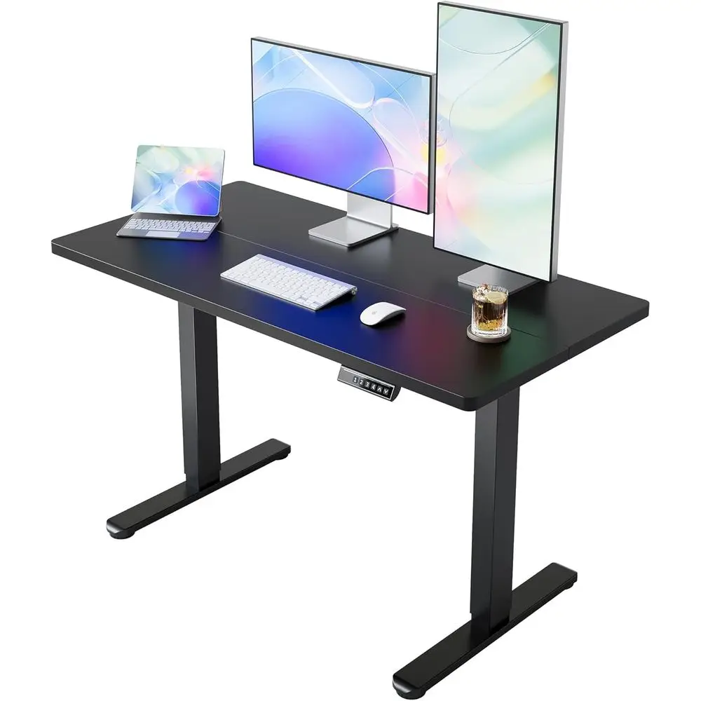 Electric Standing Desk Adjustable Height, 4 Memory Height Settings, P-Hook, Cable Manager, Sit Stand Up Desk or Home Office & Co
