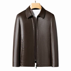 YN-335 Chaqueta de solapa para hombre Chaqueta de cuero natural Chaqueta de piel de oveja para primavera y otoño para hombre