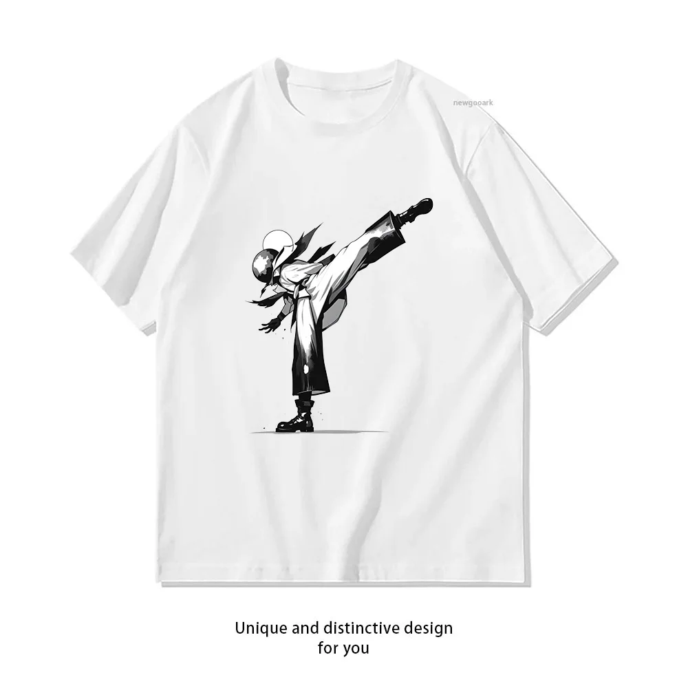 Kick Art Anime Style T-Shirt Design  Casual Cotton Short Sleeve Tee for Men Women