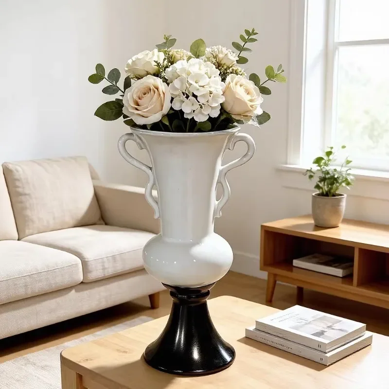 for Medieval French Ceramic Handmade Desktop Vase Home Hydroponic Flower Arrangement Ornament Cosmos Simulated Silk Flower