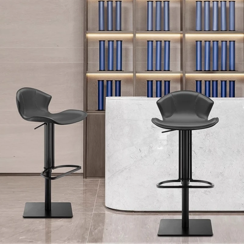 

Modern Minimalist Household Lifting Saddle Leather Bar Chairs Nordic Light Luxury Backrest Can Rotate And Lift Bar Furniture