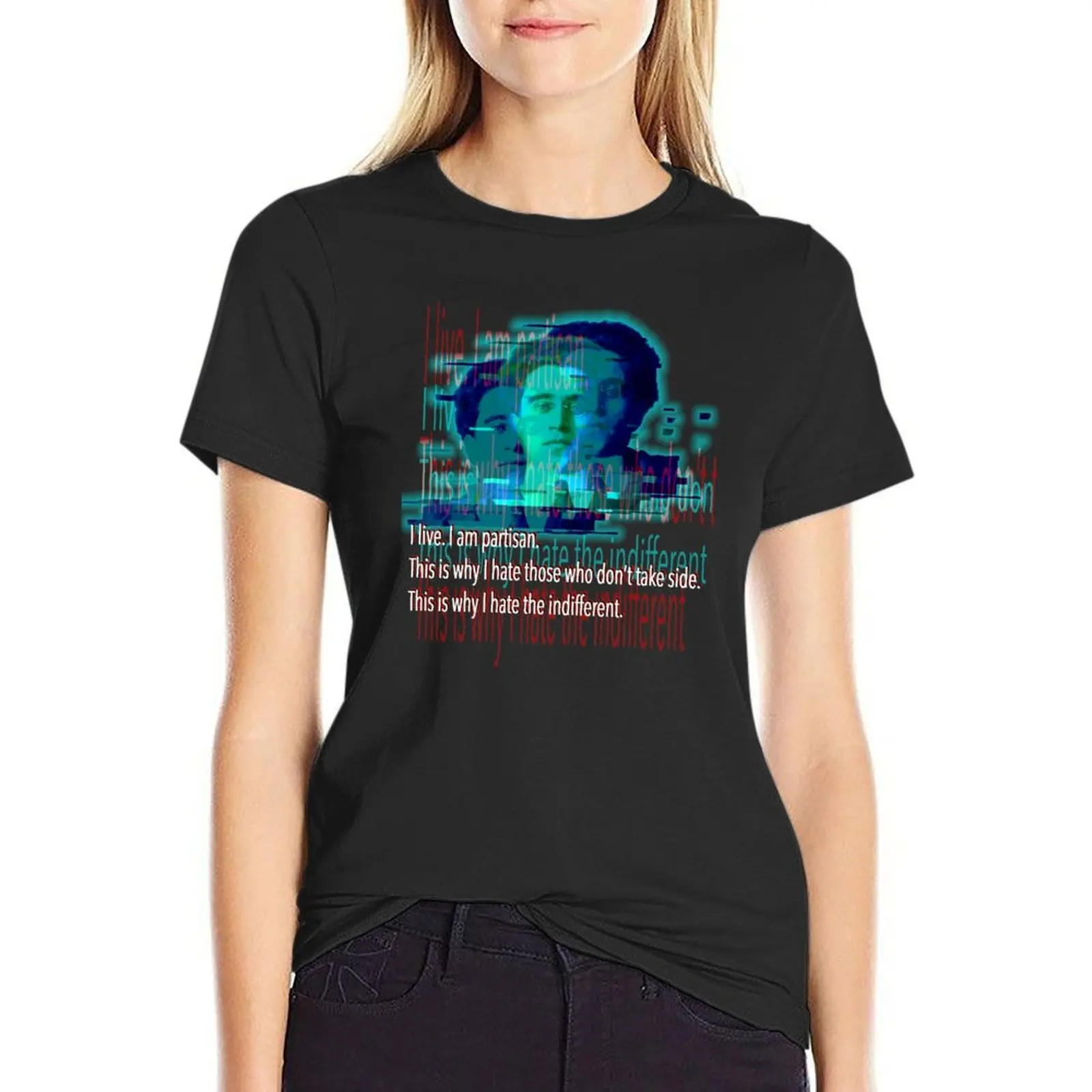 

Gramsci: I hate the indifferent 3.0 T-Shirt summer clothes blacks vintage clothes customs plus size t shirts for Women loose fit