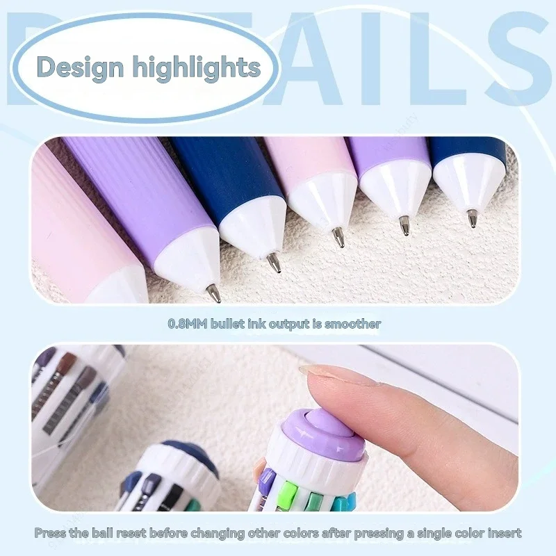 3/6 Pack 10-in-1 Multicolor Retractable Ballpoint Pens,0.8mm Fine Point Smooth Writing,for Journaling, School Office Stationery