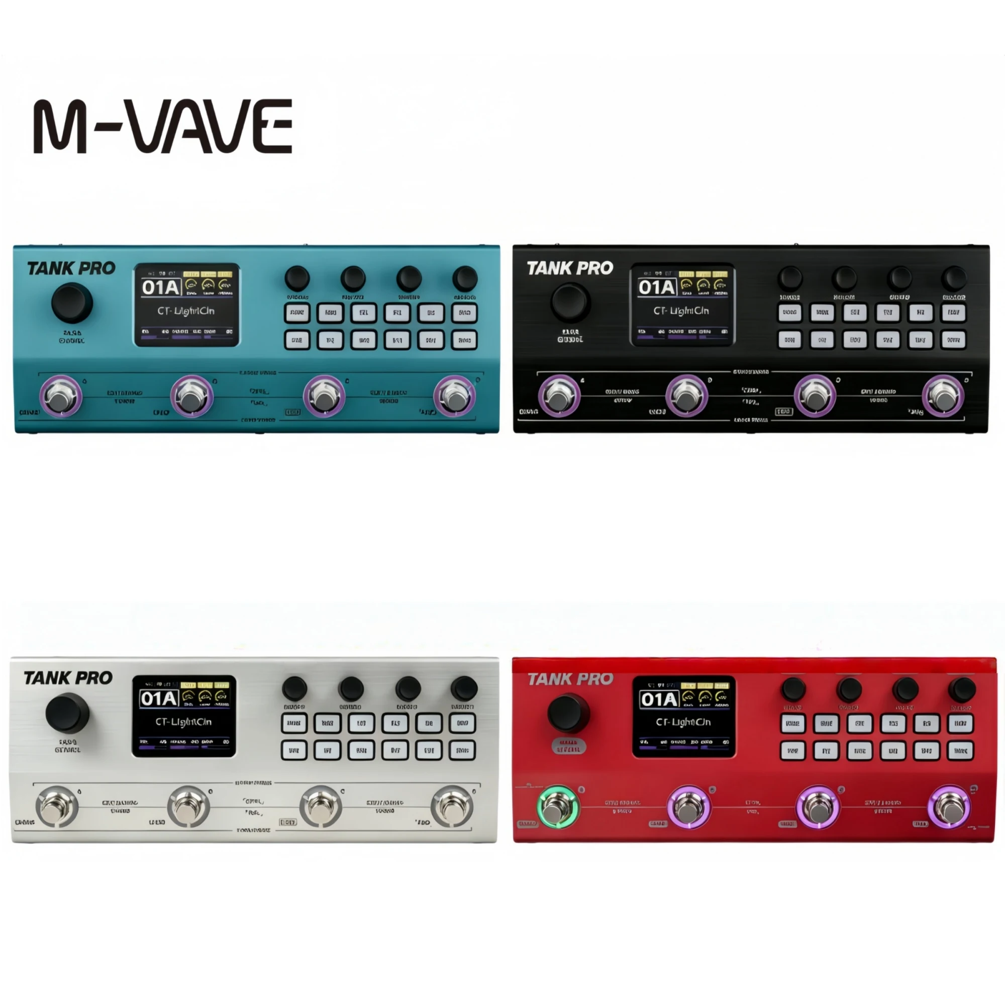 M-VAVE TANK PRO Multi-FX Pedal, 10 Modular Slots, 60 Drum Rhythms, 120 Presets, Amp/Cab IRs, XLR Out for Gig & Practice