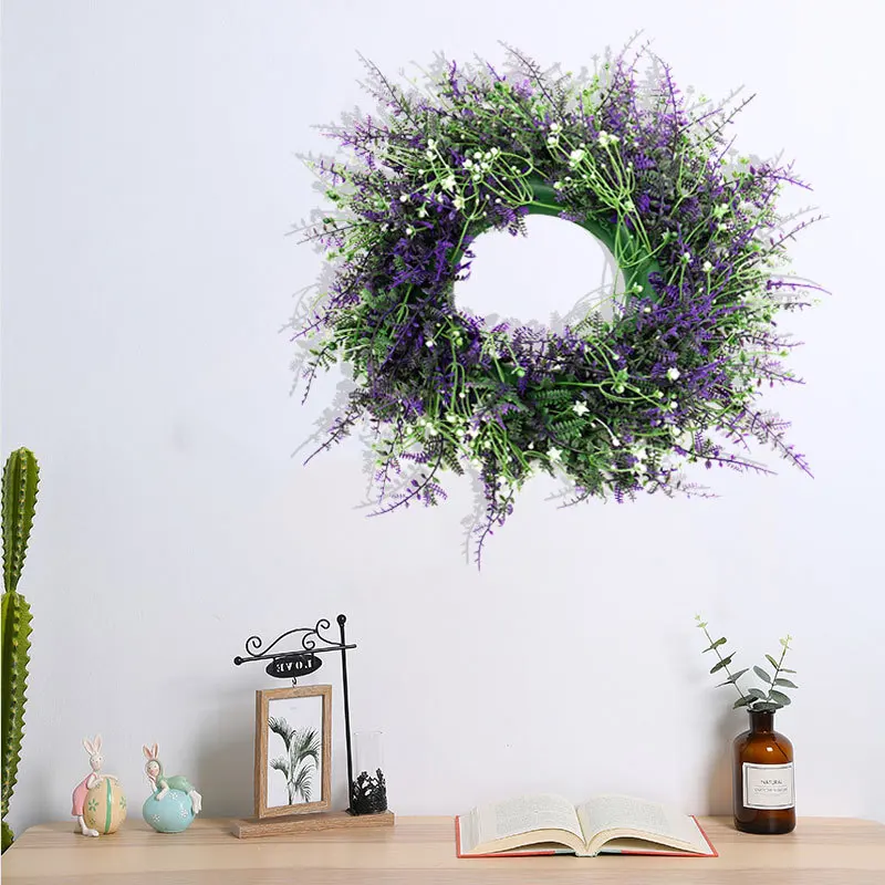 Artificial Lavender Flower Lush Topiary Wreath