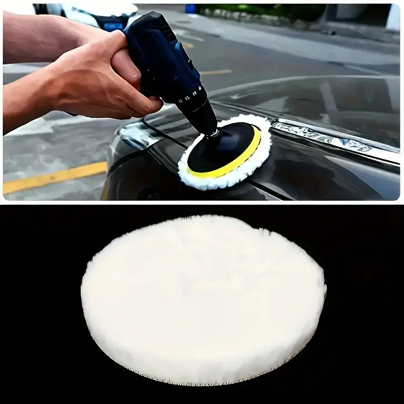 5Pcs Wool Car Polishing Pad Set For Polisher Machine Waxing Polishing Buffing Auto Paint Care Polisher Pads 3/4/5/6/7 Inch