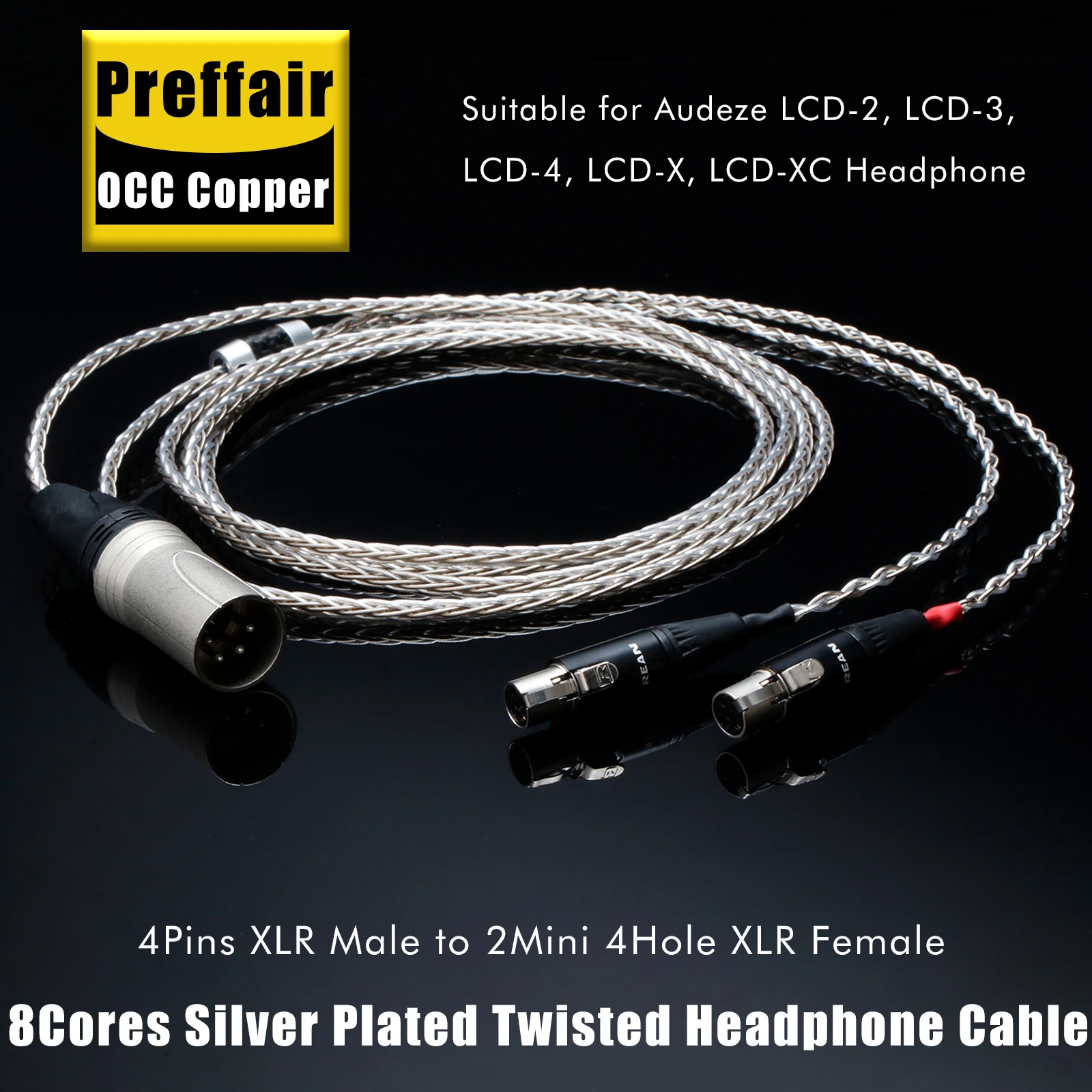 

Кабель-переходник Preffair 4Pin XLR/3.5/2.5/4.4мм на 2 Mini 4Pin XLR (гнездо) для наушников LCD-2, LCD-3, LCD-4, LCD-X, LCD-XC - E54501