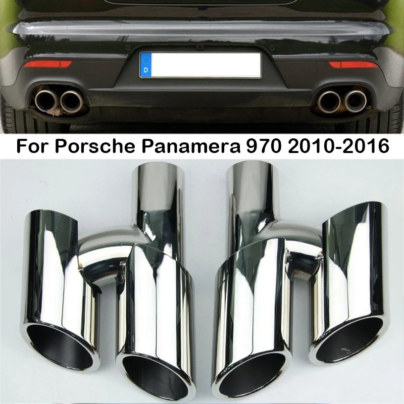 For 2010 2011-2013 2014 2015 2016 Porsche Panamera 970 Car Double Outlet Exhaust Tailpipe Muffler Tube Stainless Steel Slip On