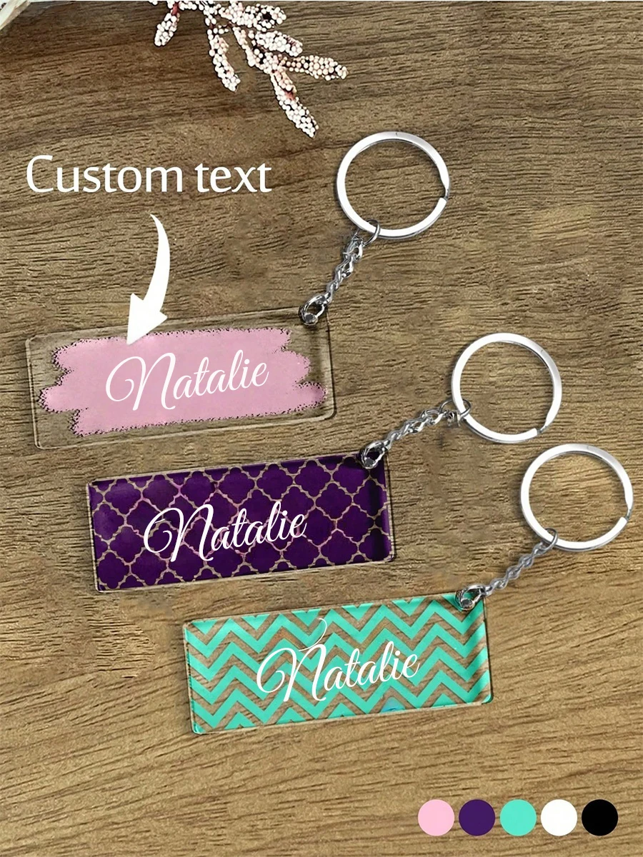 Custom Name Acrylic Keychain Personalized Text Rectangle Key Ring Bridesmaid Gift Customized Letter Key Holder Women Bag Pendant