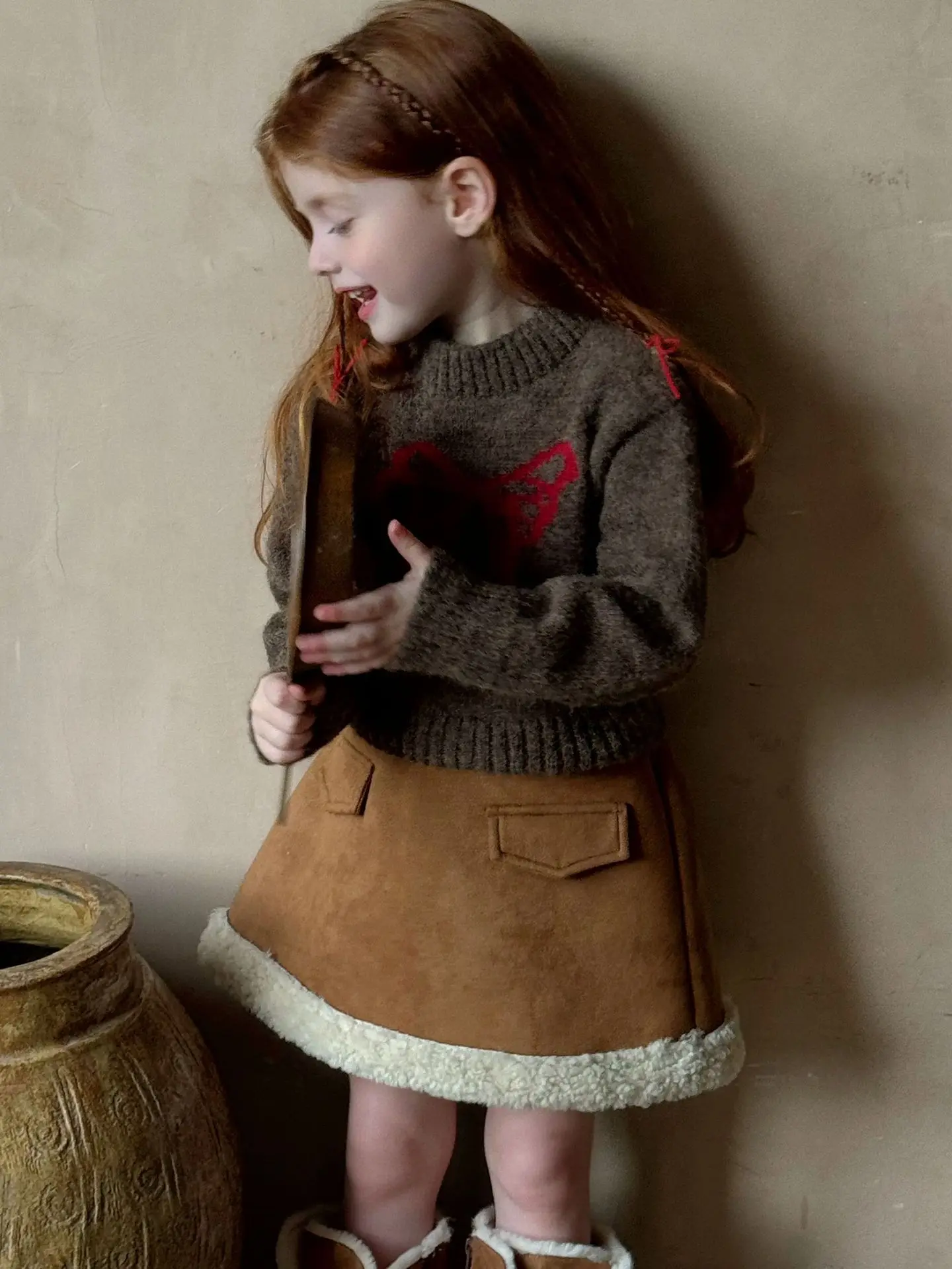 Girls Skirt Tutu Skirt for Girl Integrated Fur and Leather Individual Autumn Cotton Keep Warm Kids Skirt