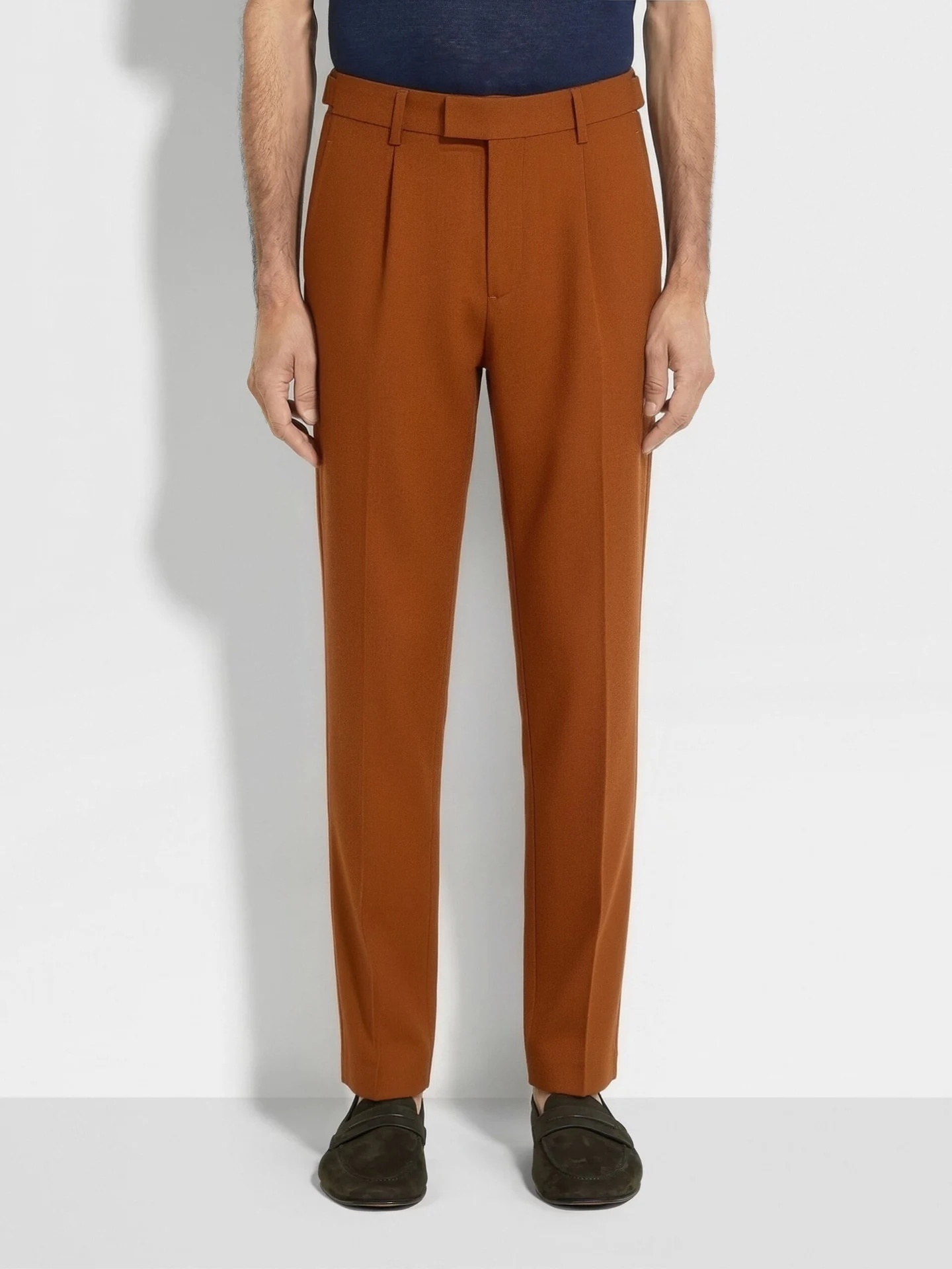 Italian Luxury Men's Straight Leg Casual Pants Business Casual Trousers mid Waist Zipper Fly Organic Cotton Summer Wear