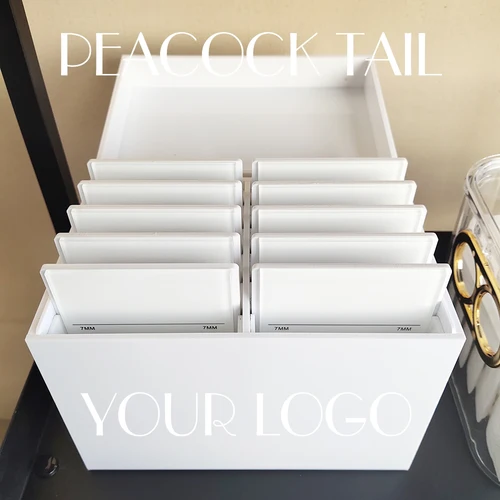 Imagen 1 del producto Caja de almacenamiento de pestañas de capas blancas, soporte de exhibición, caja organizadora, extensión de pestañas, herramientas de maquillaje, logotipo DIY