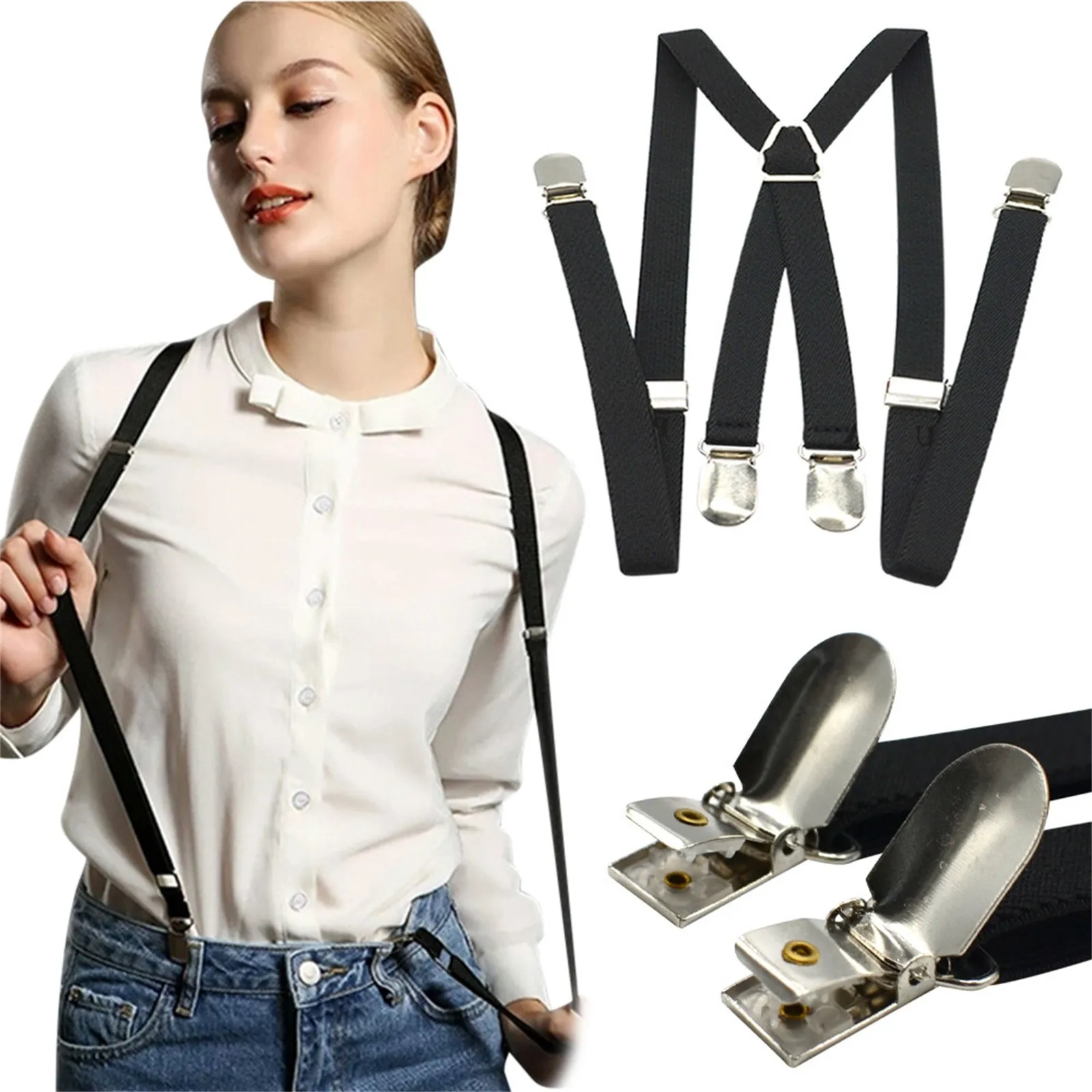 1/2/3Pcs Unisex Suspenders Classic British Braces Elegant for Women and Men with Narrow Elastic Straps for Adult as Premium Gift