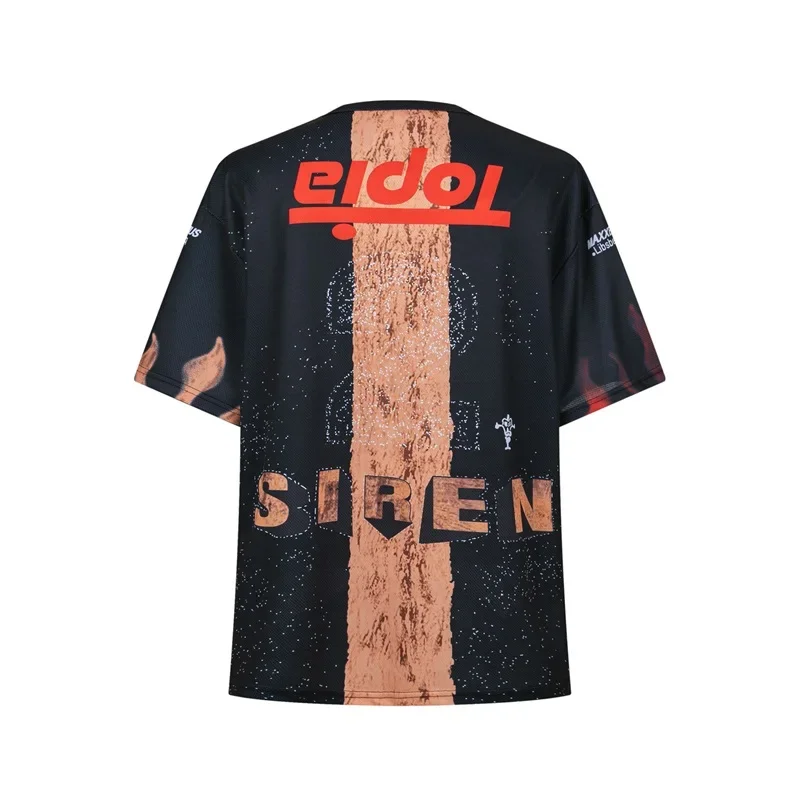 25ss Black Cactus Jack Mesh Football Jersey Men Women Hip Hop Printing Oversized T Shirt