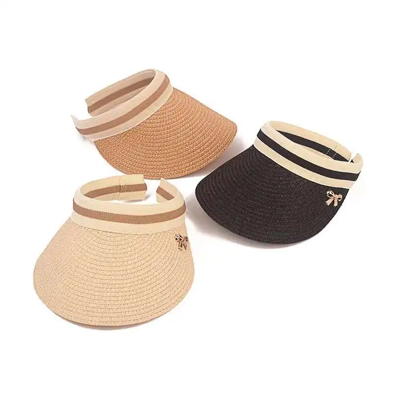 Cute Bow Sun Hat Female Beach Hat Wide Brim Straw Visor Hat Cap Summer Hats For Women Caps Chapeau Femme Sun Visor Girls
