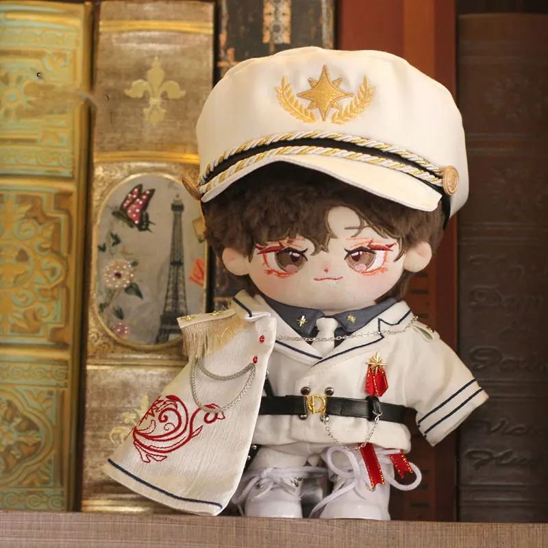 20cm Plush Toy Doll Clothing Cool Embroidered Hat Cloak Shirt Double Breasted Coat Back School Season Boy's Birthday Gift