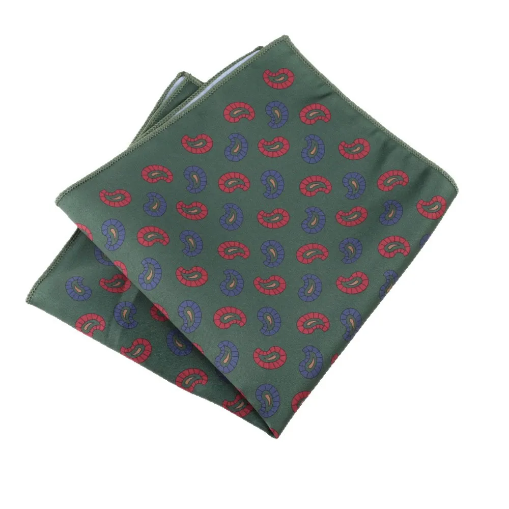 27CM Oversized Pocket Square Mens Casual Vintage Red Paisley Printed Handkerchief Wedding Party Style Neckwear Shirt Accessories