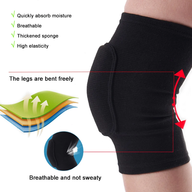 Sports Compression Knee Pads Elastic Knee Protector Thickened Sponge Knee Brace Support for Dancing Workout Training Yoga
