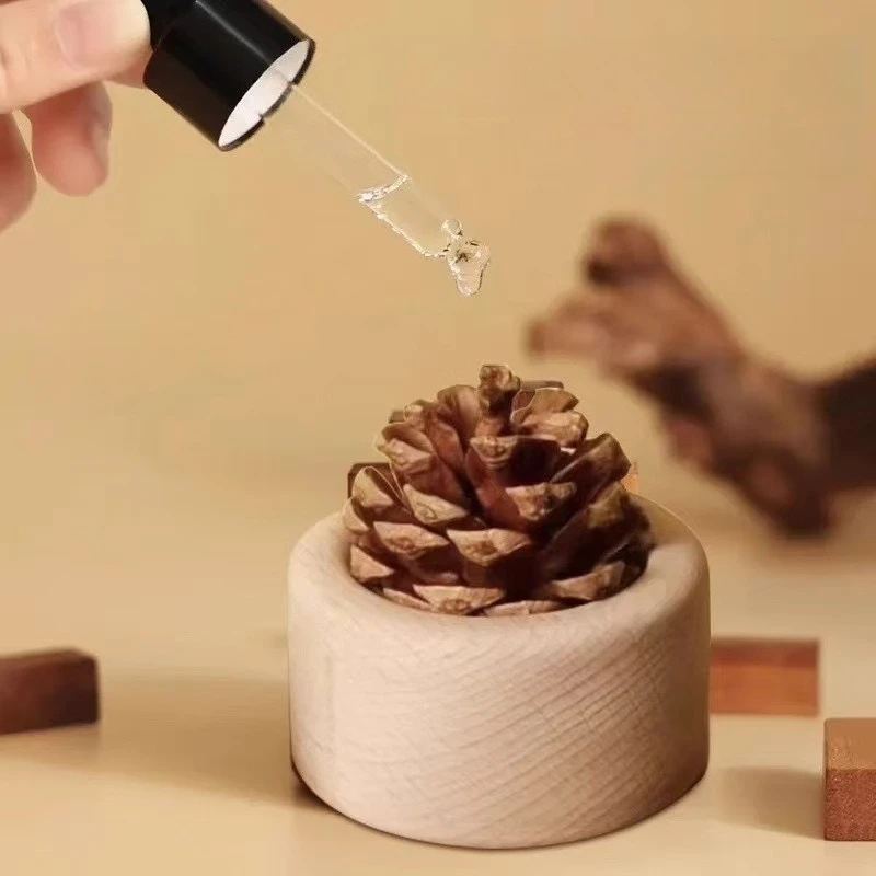 Car Air Freshener Wooden Nut Diffuser, Essential Oil Aromatherapy Decor, Natural Wood Desktop Scent Ornament