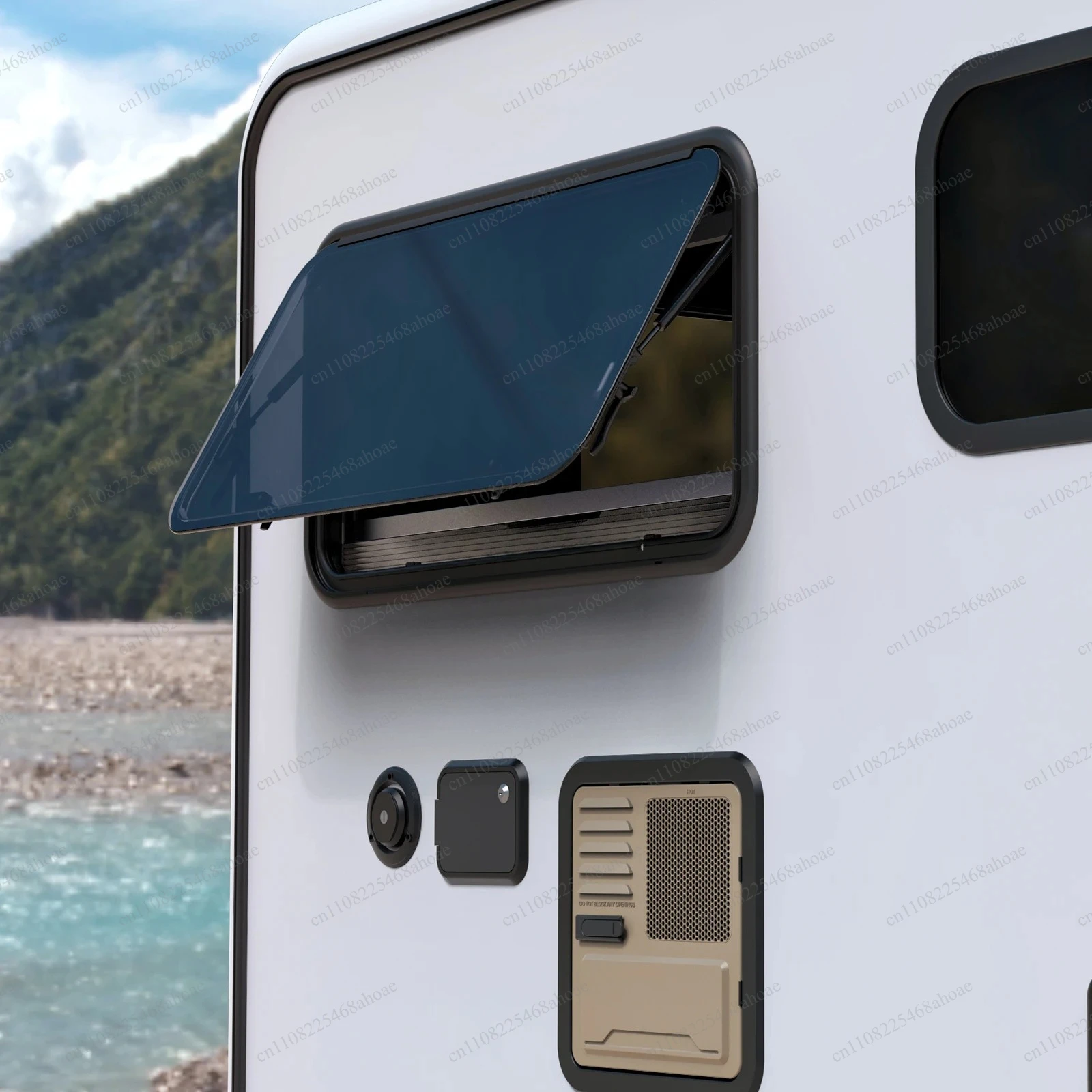 Aluminum RV Window 900x500mm Cut‑Out Double Glazed Acrylic Window With Blind and Flyscreen For Caravan Camper Motorhome