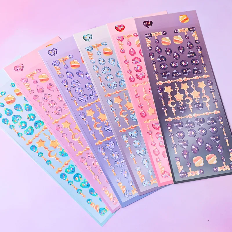 1pcs Laser Color Stickers Stationery Student Notebook Bullet Journal Mobile Decoration Diy Material Star Sequins Stickers