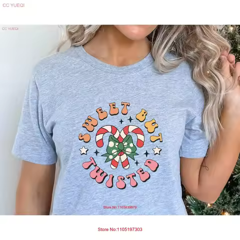 Sweet But Twisted T Shirt A Little Bit Candy Cane Funny Christmas Family Pjs Xmas Idea for Her vintage Washed Stylish Casual