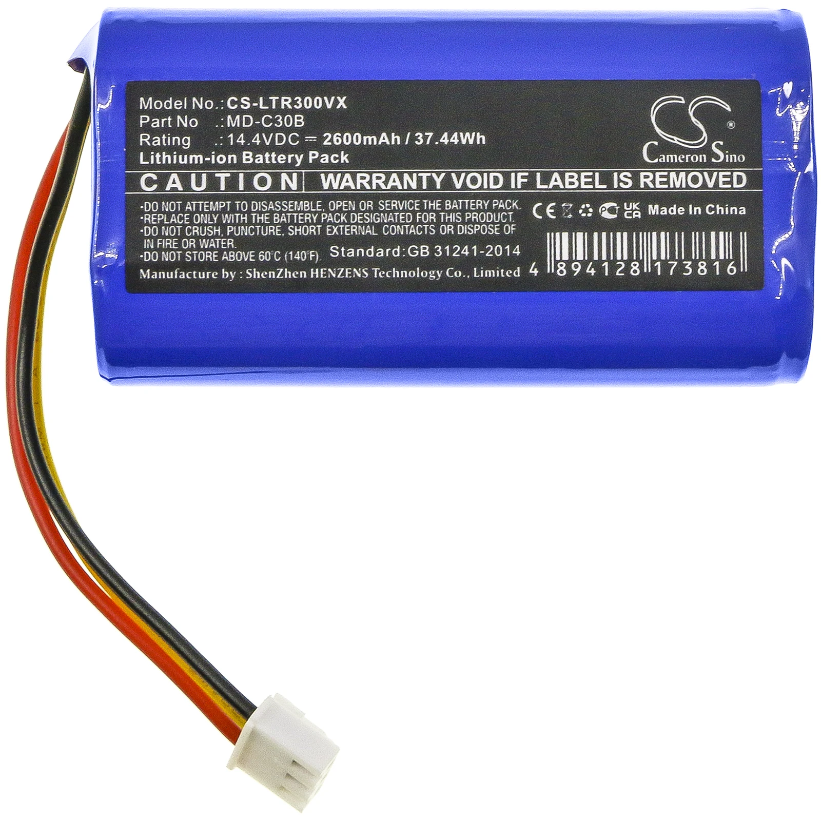 Li-ion Battery for Liectroux iHome, Midea, Blaupunkt, Proscenic Vacuum,14.4V, 2600mAh, C30B, iHRV2, M4, XBOOST, NEO 830P