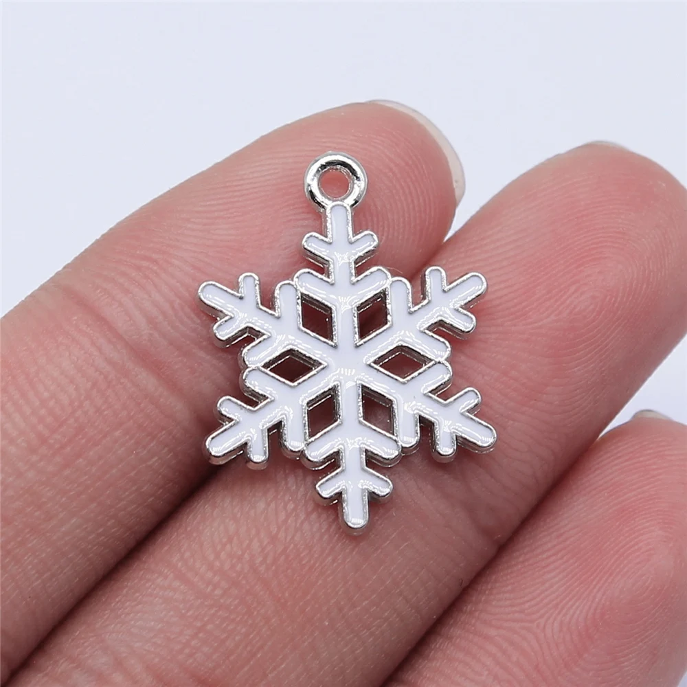 

Wholesale 100pcs/bag 25x19mm Rhodium Color Snowflake Charms For Jewelry Making Earring Making Accessories