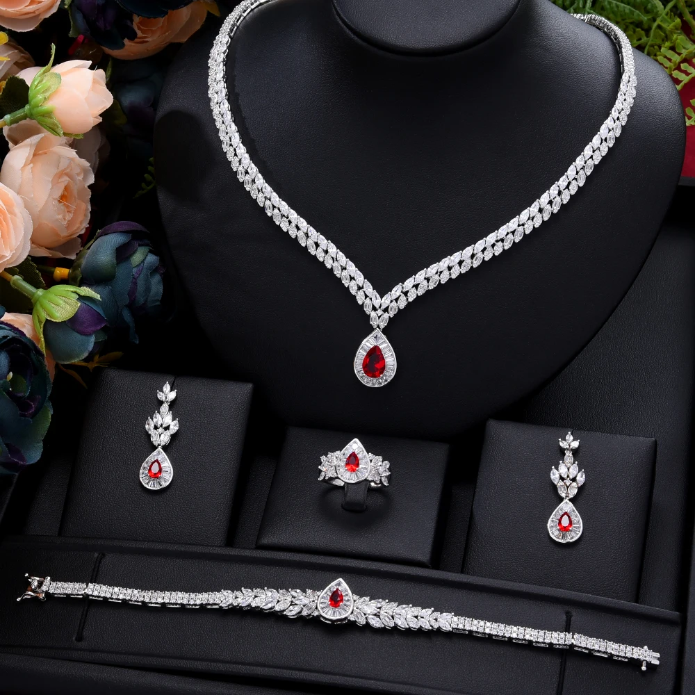 

Siscathyy Noble And Elegant Wedding Jewelry Set For Women Fashion Cubic Zircon Necklace Clavicle Chain Arab Nigerian Accessories