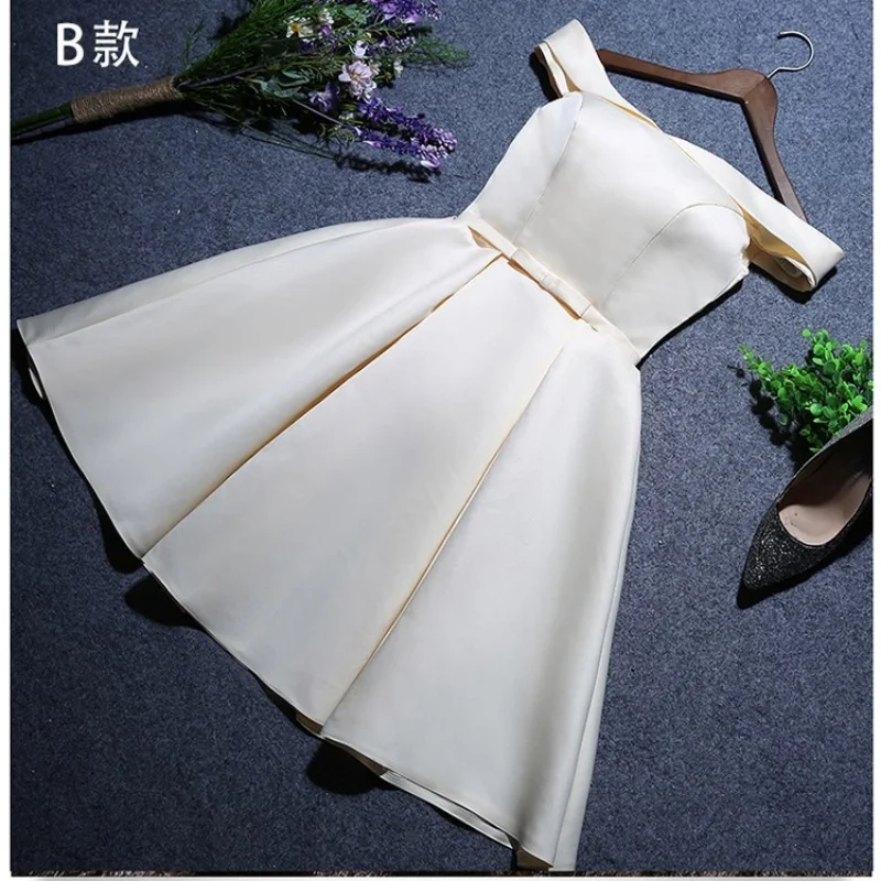 YEY-47#Bridesmaid Dress Female Spring New Fashion Host Graduation Dress Annual Meeting Performance Party Evening Dress Short