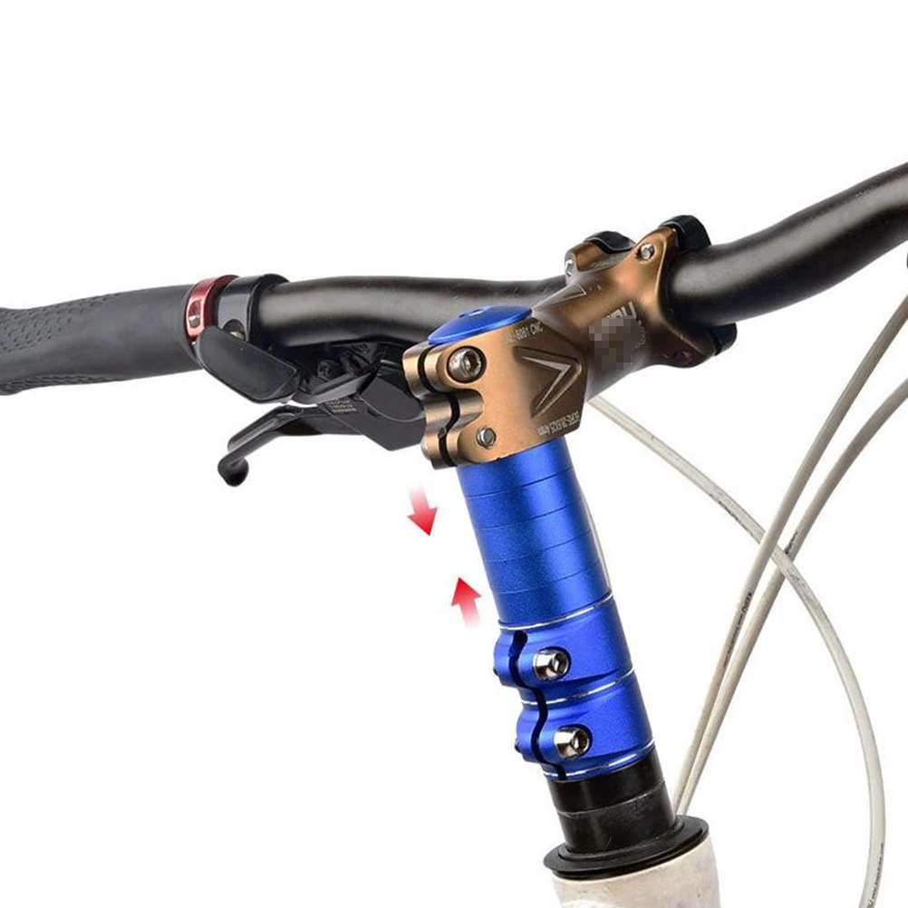 

Durable Adjustable Bike Stem Extender Aluminum Alloy Stem Riser Handlebar Raiser Mountain Bike Blue Metal Handlebar Riser