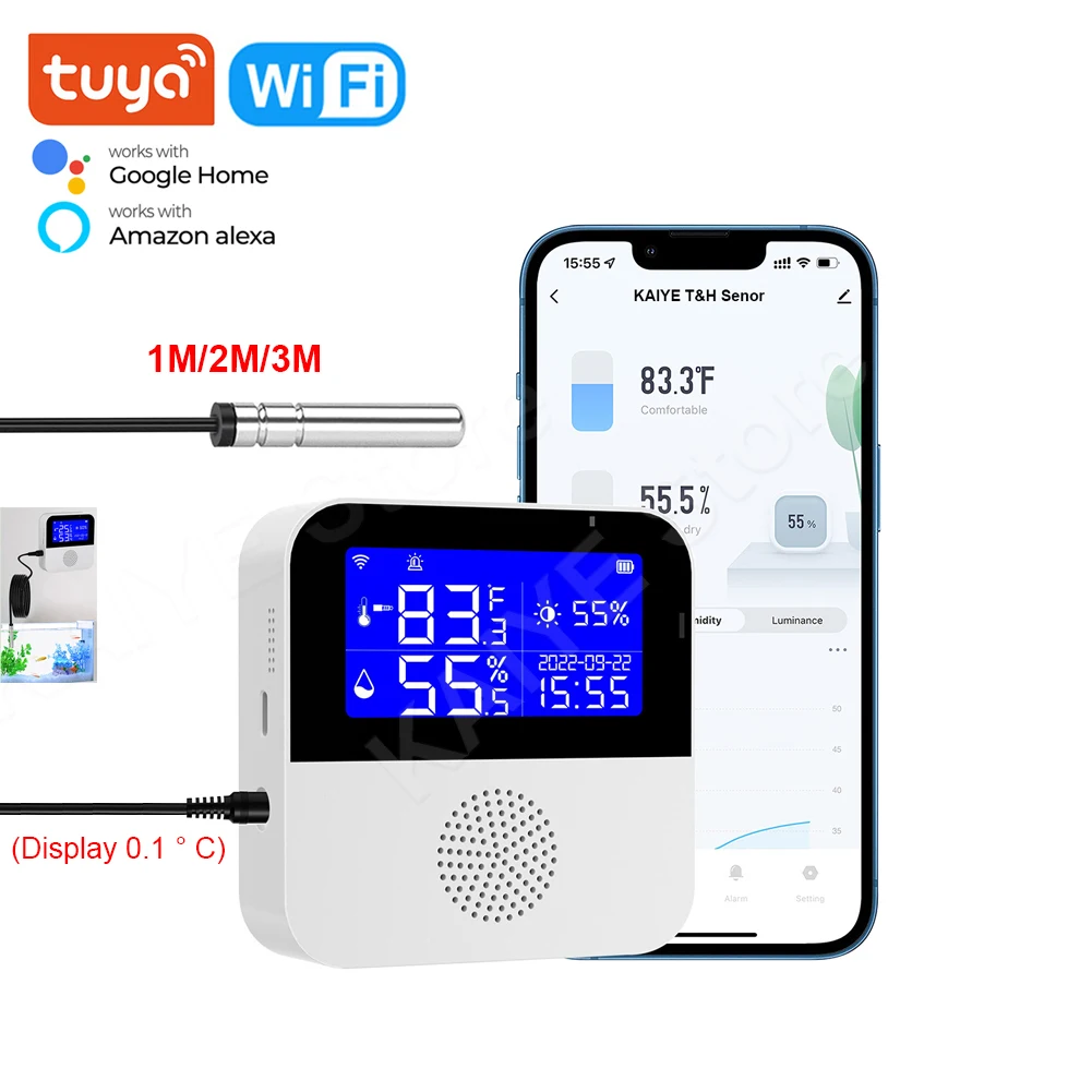 Tuya – capteur de température et d\'humidité, WiFi, affichage LCD, pour maison intelligente, thermomètre et hygromètre d\'intérieur et d\'extérieur,