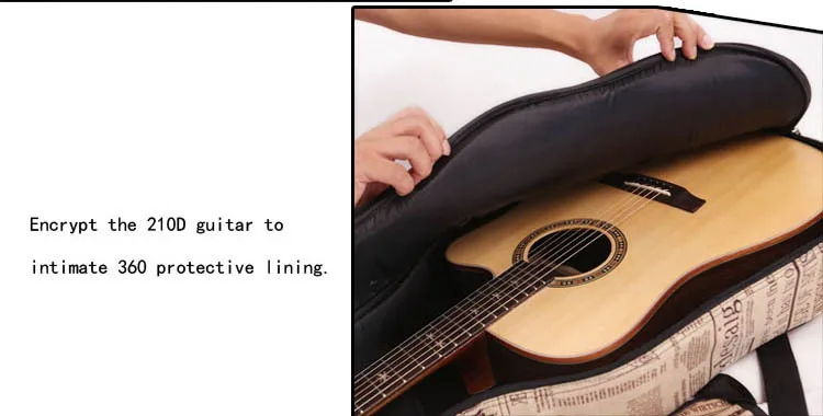 41/40 inch Acoustic Guitar Bag 600D Water-resistant Oxford Cloth Newspaper Style Double Padded Straps Gig Bag Guitar Case