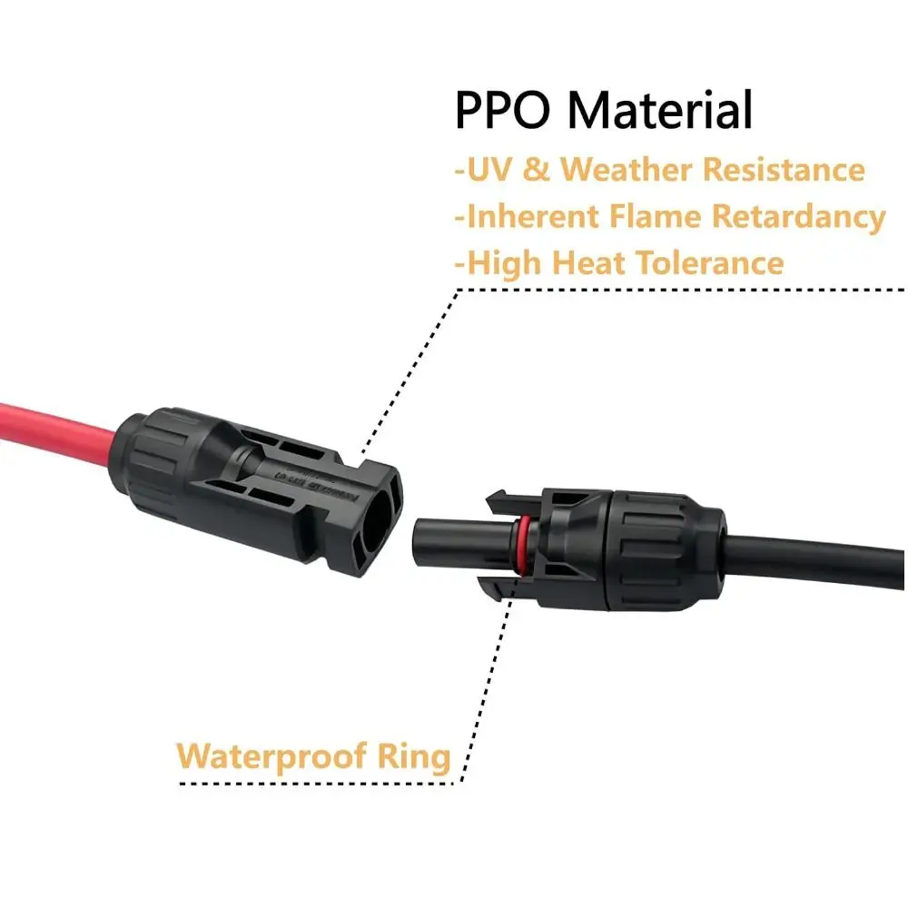 1000V/30A Solar Panel Connectors IP67 Waterproof Flame Retardant Solar Connector Adapter Durable Photovoltaic Cable Connectors